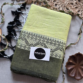 IndupriyaaLemon Yellow Nd Green Handloom Khadi Cotton Saree
